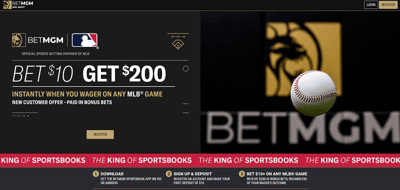 BetMGM马萨诸塞州奖金代码GAMBLING200：投注10美元获得200美元，今天投注MLB
